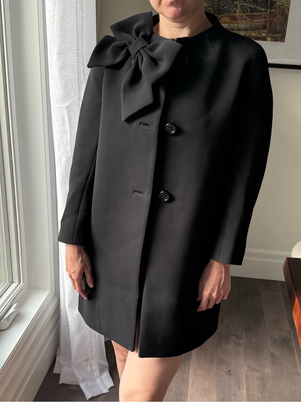 Kate Spade Black Bow “Dorothy” Dress Coat - Picture 4 of 15